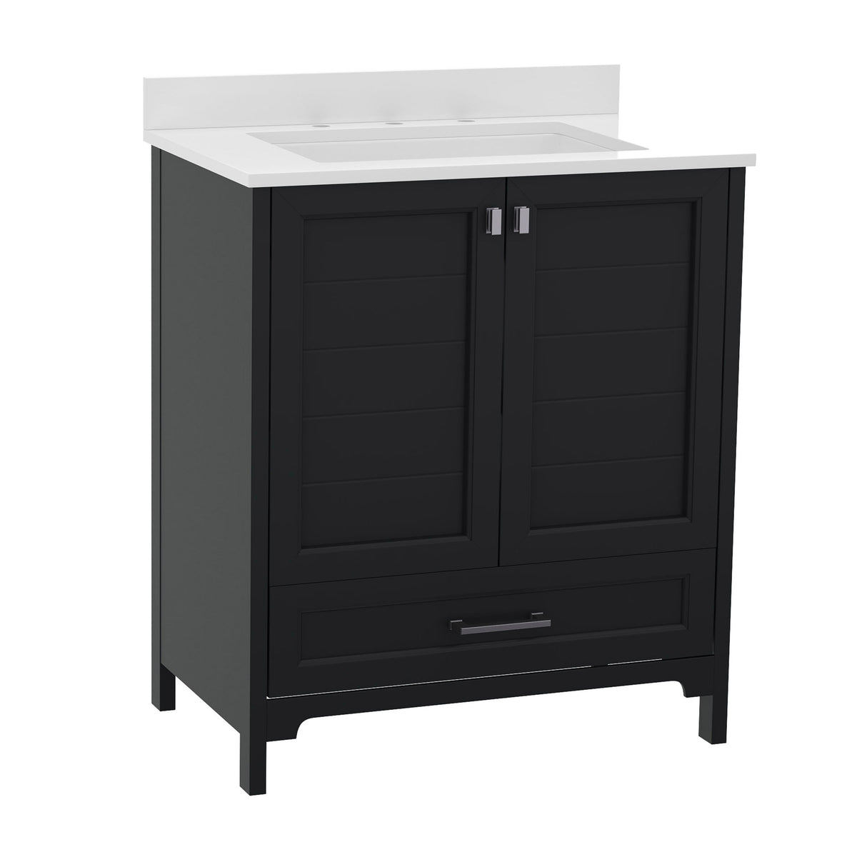 Black,30" |#| 30 Inch Bathroom Vanity with Undermount Sink, Cabinet, and Drawer in Black