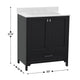 Black,30" |#| 30 Inch Bathroom Vanity with Undermount Sink, Cabinet, and Drawer in Black