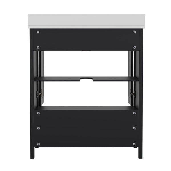 Black,30" |#| 30 Inch Bathroom Vanity with Undermount Sink, Cabinet, and Drawer in Black