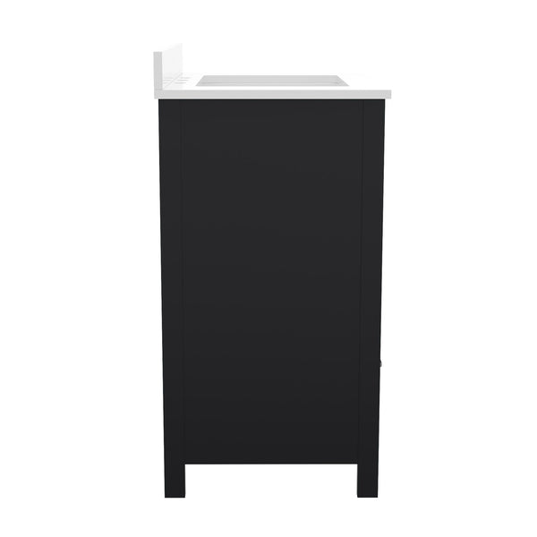 Black,30" |#| 30 Inch Bathroom Vanity with Undermount Sink, Cabinet, and Drawer in Black