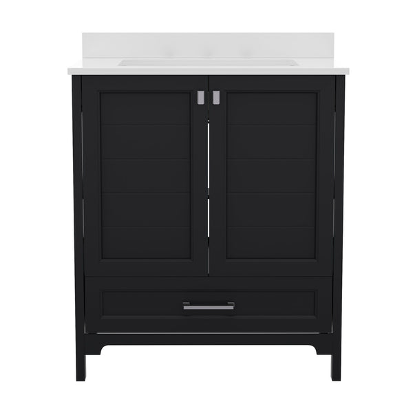 Black,30" |#| 30 Inch Bathroom Vanity with Undermount Sink, Cabinet, and Drawer in Black