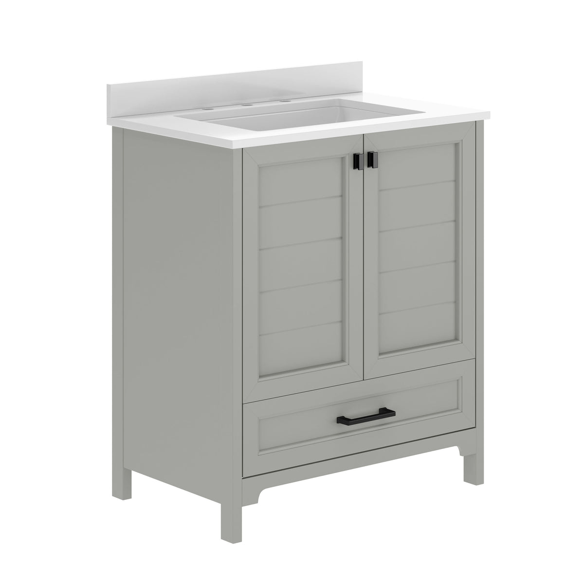 Gray Frame/Black Hardware,30" |#| 30 Inch Bathroom Vanity with Undermount Sink, Cabinet, and Drawer in Gray