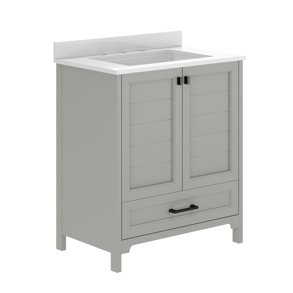 Gray Frame/Black Hardware,30" |#| 30 Inch Bathroom Vanity with Undermount Sink, Cabinet, and Drawer in Gray