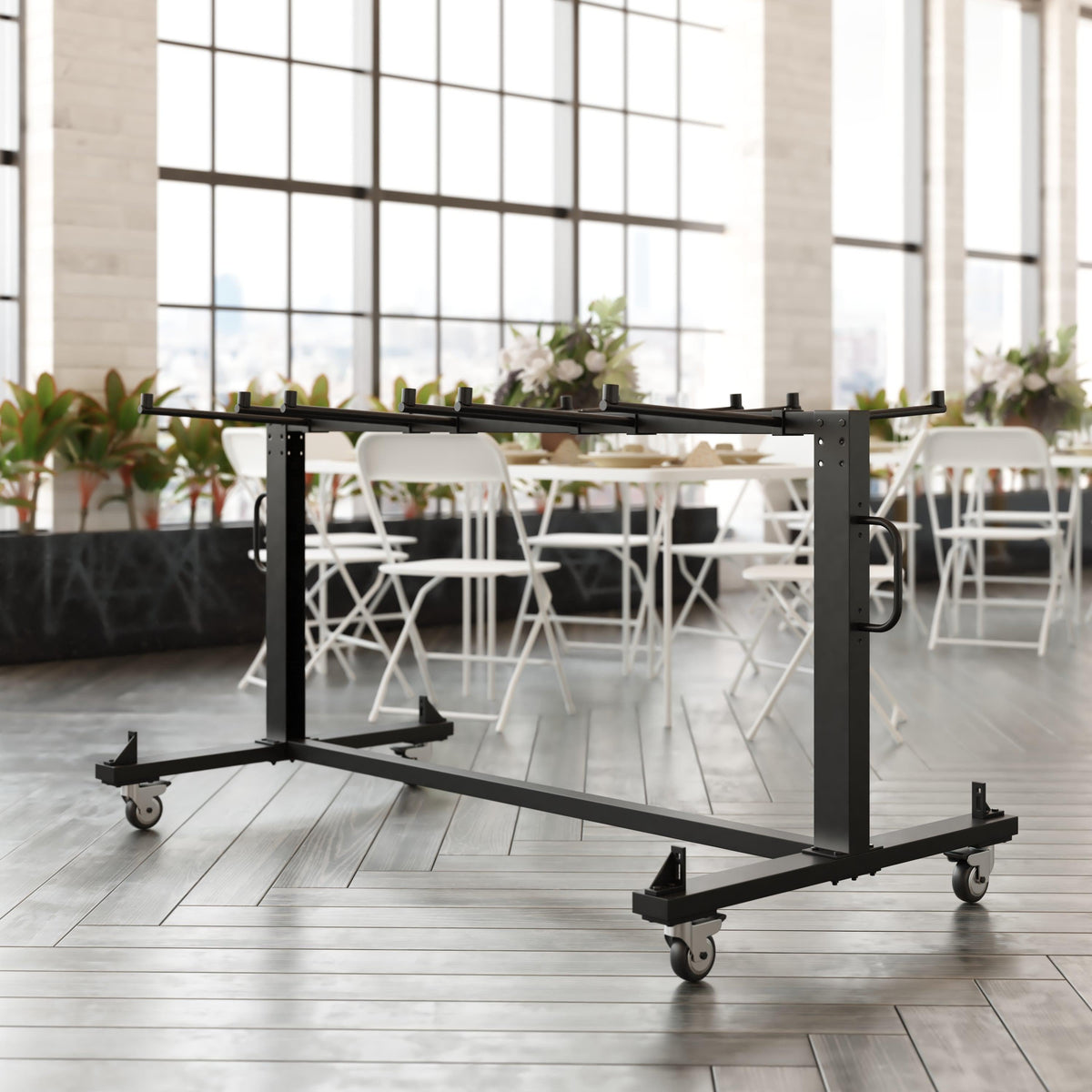 Commercial Grade Heavy Duty Mobile Chair and Table Dolly Cart in Black - Small