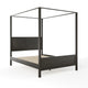 Wooden Queen Size Canopy Platform Bed with Headboard and Footboard in Dark Gray