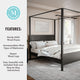 Wooden Queen Size Canopy Platform Bed with Headboard and Footboard in Dark Gray