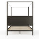 Wooden Queen Size Canopy Platform Bed with Headboard and Footboard in Dark Gray
