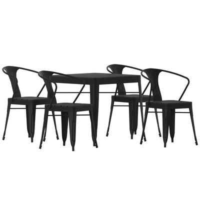 Helvey Commercial 5 Piece Indoor-Outdoor Table and Chairs, 31.5