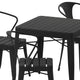 Black |#| All-Weather Resin Top Square Table & 4 Metal Chairs with Poly Resin Seats-Black