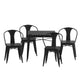 Black |#| All-Weather Resin Top Square Table & 4 Metal Chairs with Poly Resin Seats-Black