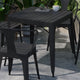 Black |#| All-Weather Resin Top Square Table & 4 Metal Chairs with Poly Resin Seats-Black