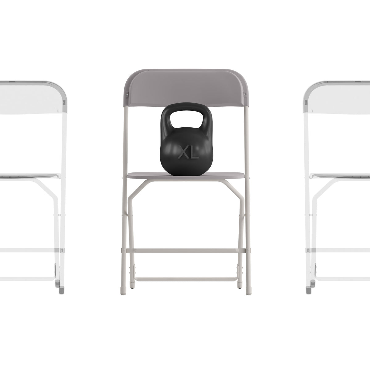 Gray |#| Spacious & Contoured Commercial Wide & Tall Gray Plastic Folding Chair