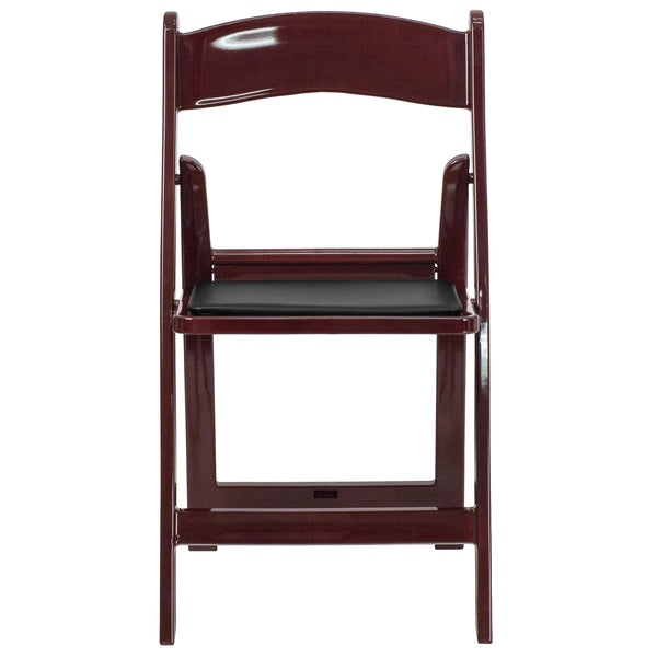 Red Mahogany |#| Folding Chair - Red Mahogany Resin - 800LB Weight Capacity - Vinyl Seat