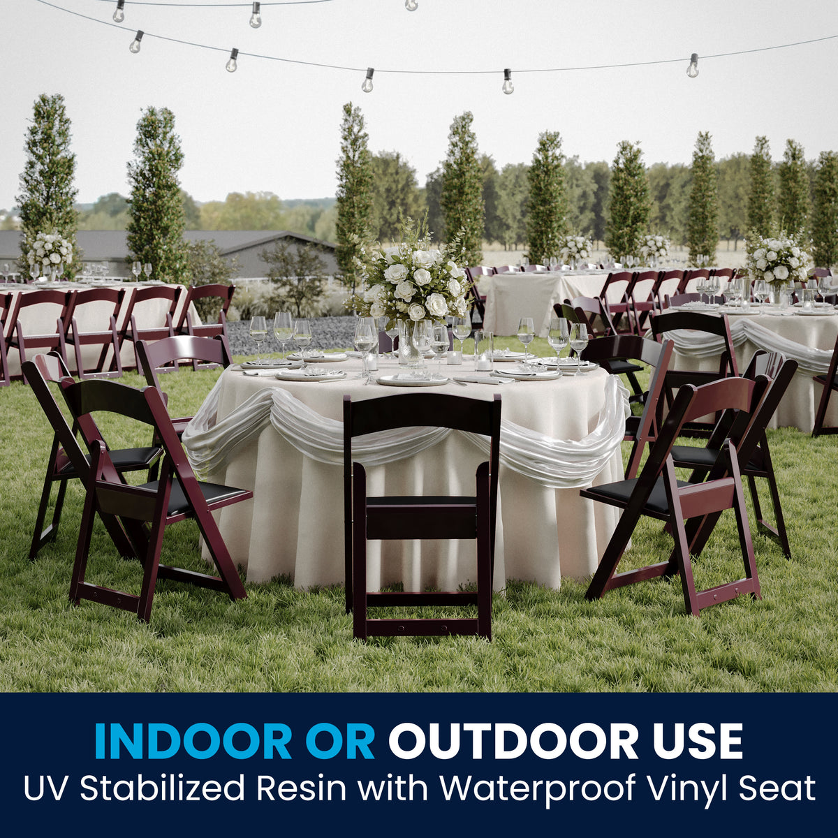 Red Mahogany |#| Folding Chair - Red Mahogany Resin - 800LB Weight Capacity - Vinyl Seat