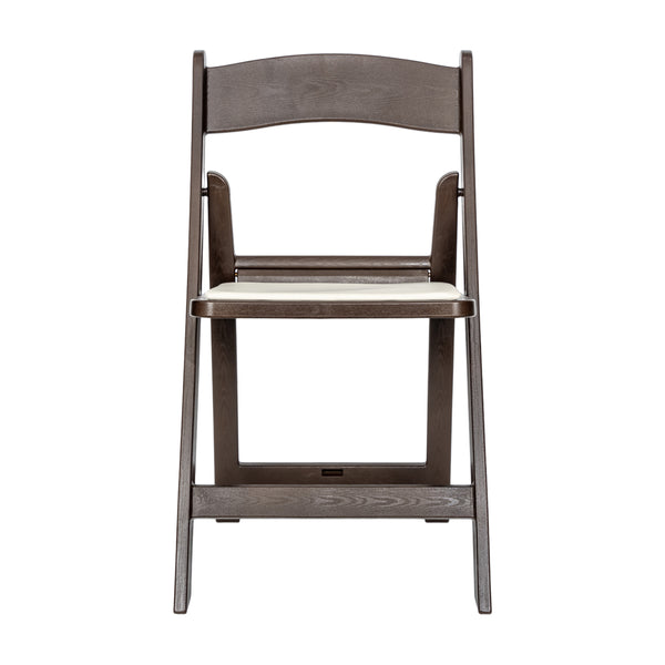 Dark Brown |#| Indoor/Outdoor Lightweight Wood Look Resin Folding Event Chair in Dark Brown