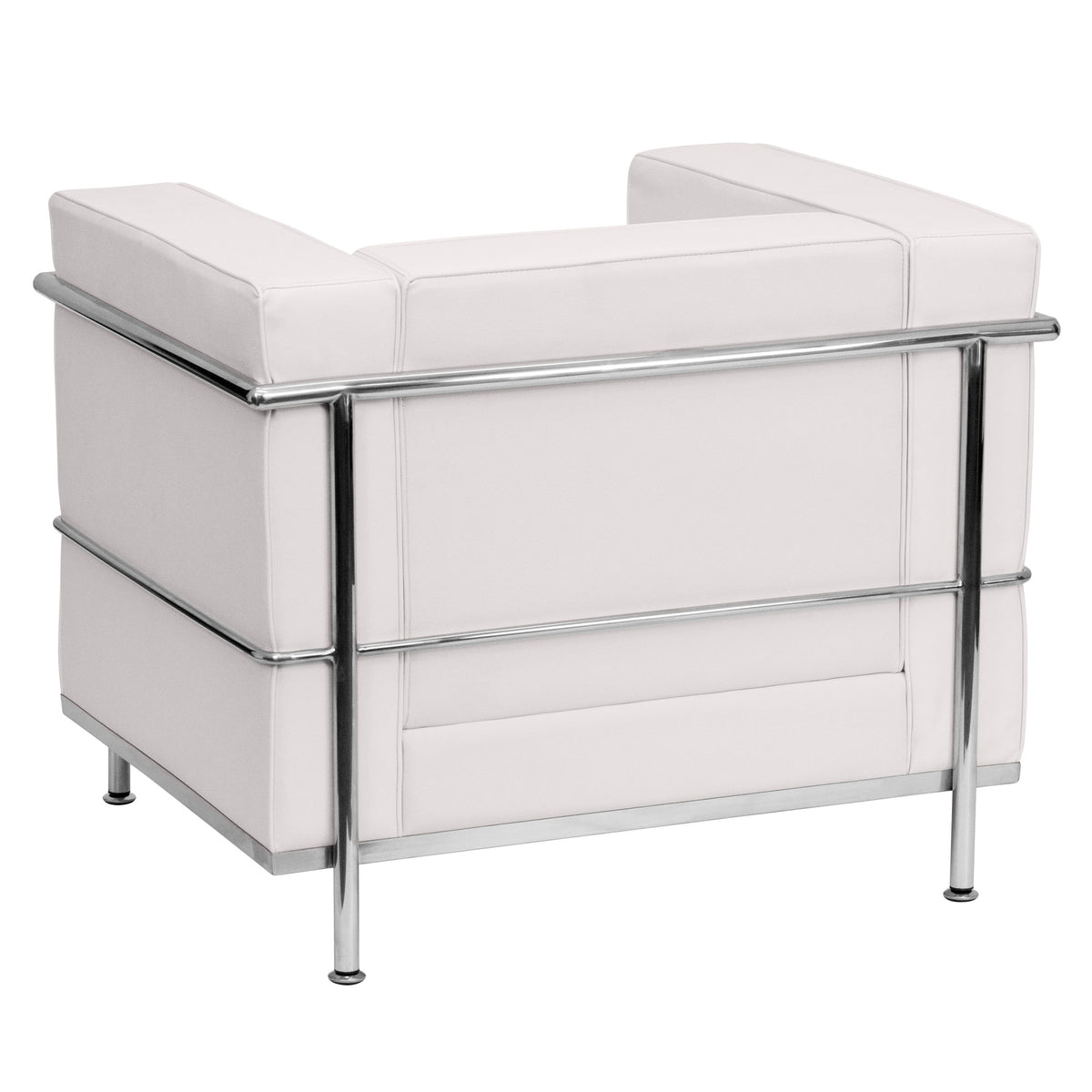 Melrose White |#| Contemporary White LeatherSoft Chair with Double Bar Encasing Frame