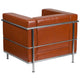 Cognac |#| Contemporary Cognac LeatherSoft Chair with Double Bar Encasing Frame