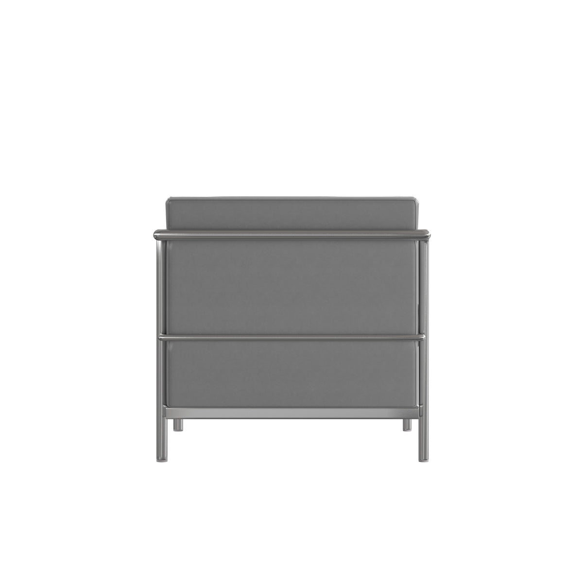 Gray |#| Contemporary Gray LeatherSoft Chair with Double Bar Encasing Frame