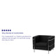 Black |#| Contemporary Black LeatherSoft Chair with Double Bar Encasing Frame