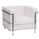Melrose White |#| Contemporary White LeatherSoft Chair with Double Bar Encasing Frame