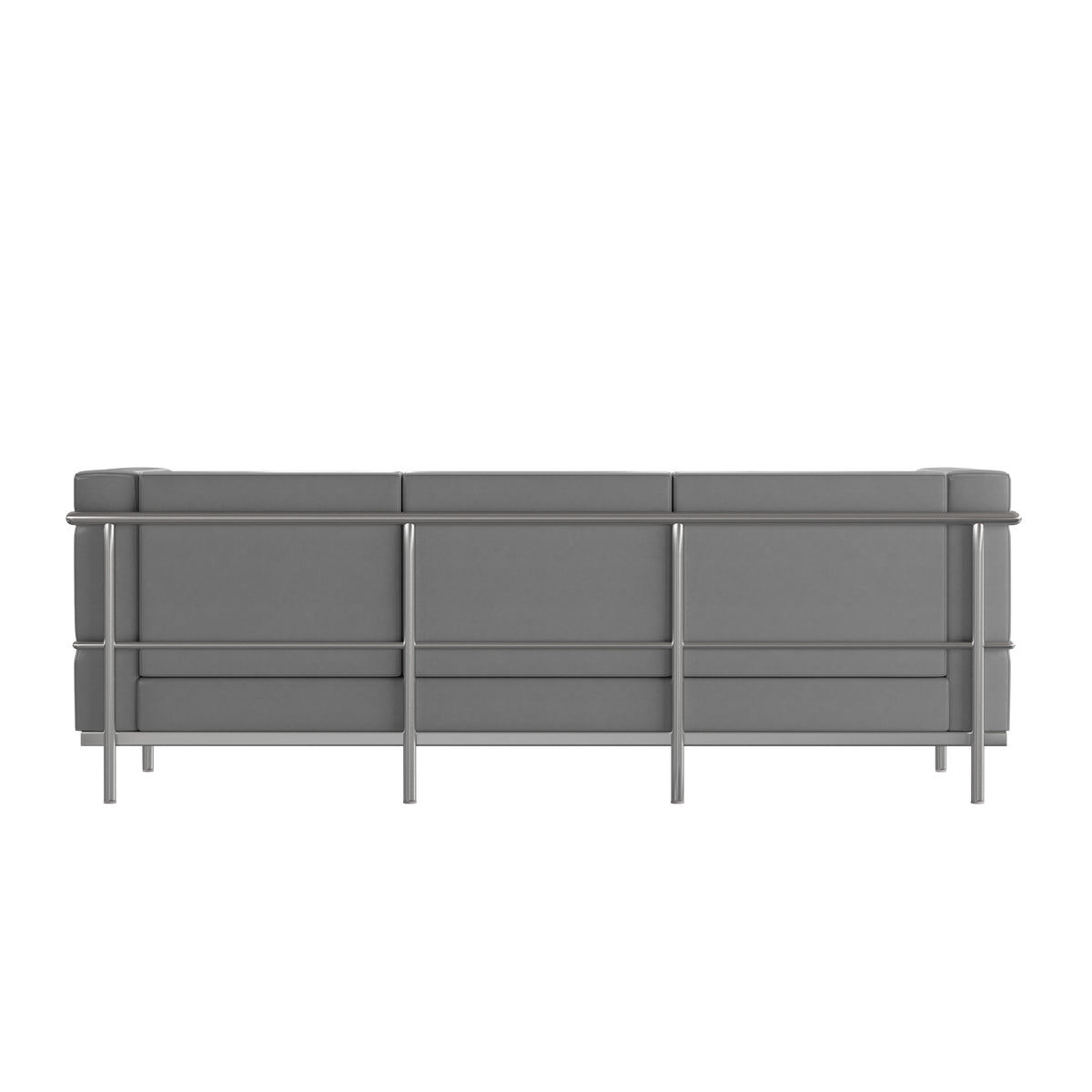 Gray |#| Contemporary Gray LeatherSoft Sofa with Double Bar Encasing Frame