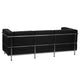 Black |#| Contemporary Black LeatherSoft Sofa with Double Bar Encasing Frame