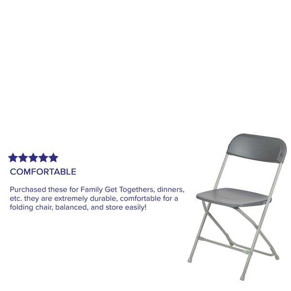 Grey |#| Folding Chair - Grey Plastic – 650LB Weight Capacity - Event Chair