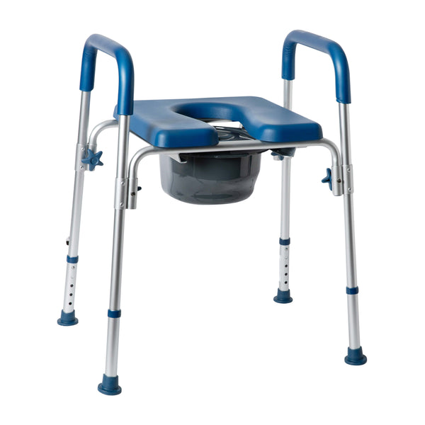 Blue |#| Height Adjustable Multifunctional Heavy Duty Commode and Shower Chair - Blue