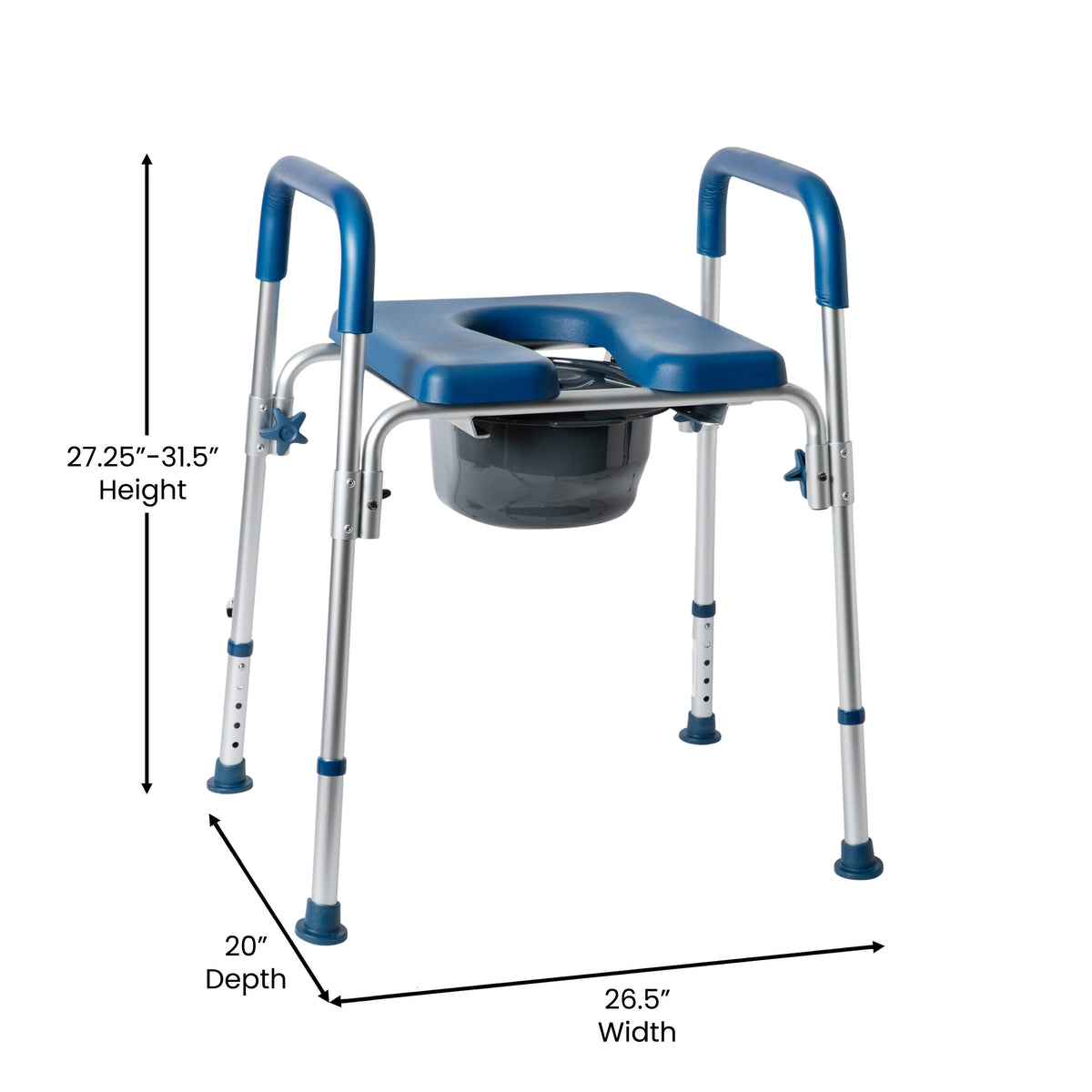 Blue |#| Height Adjustable Multifunctional Heavy Duty Commode and Shower Chair - Blue