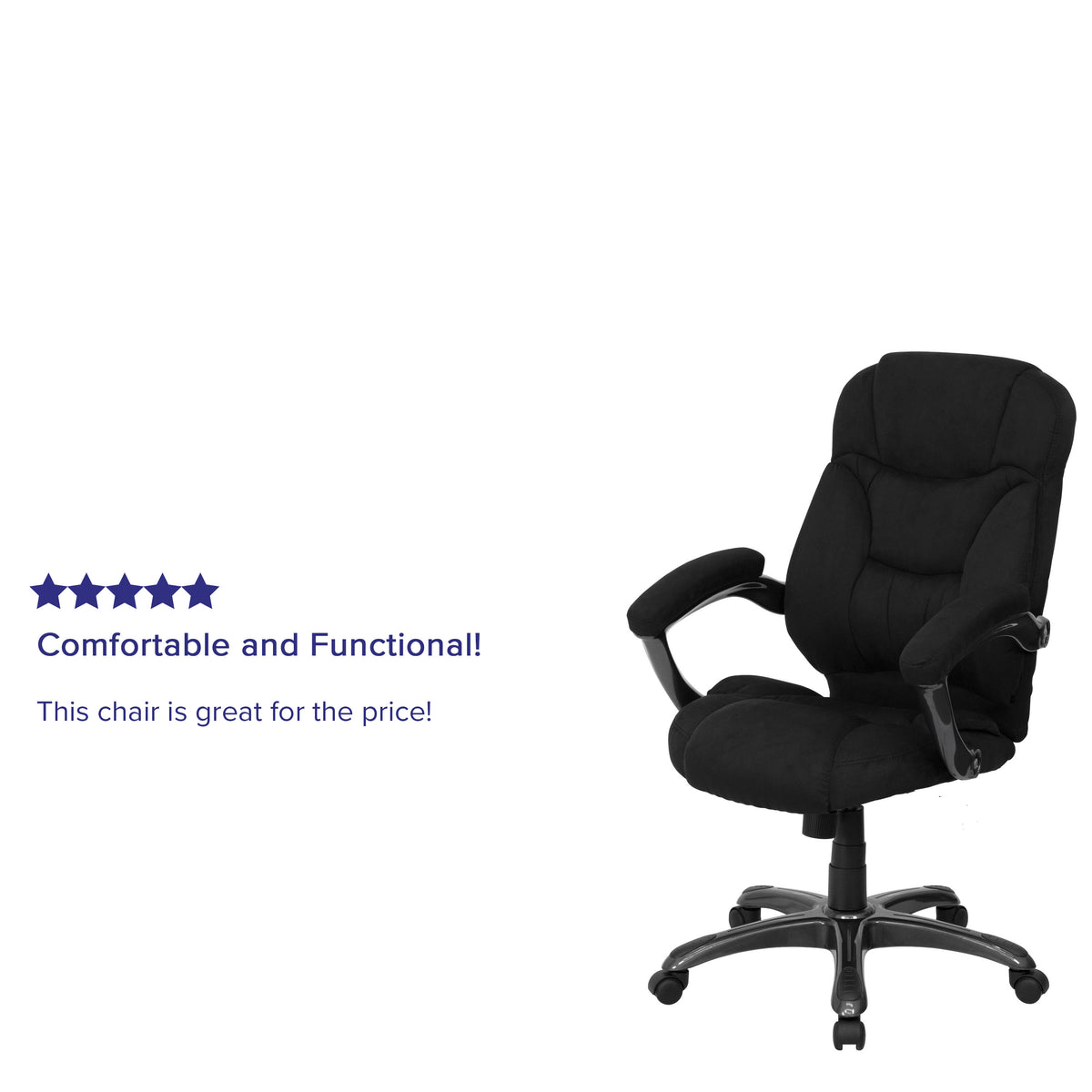 Black Microfiber |#| High Back Black MIC Contemporary Executive Swivel Ergonomic Office Chair w/ Arms