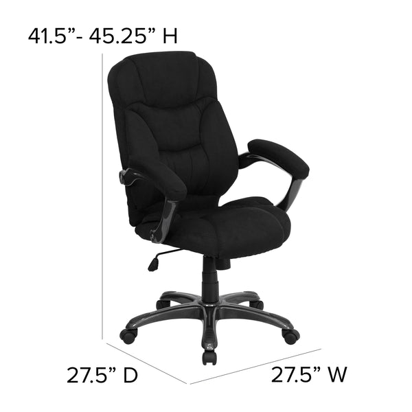 Black Microfiber |#| High Back Black MIC Contemporary Executive Swivel Ergonomic Office Chair w/ Arms