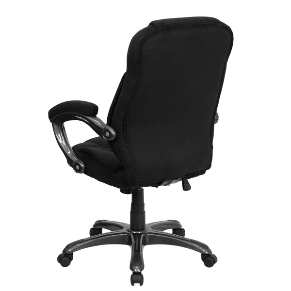 Black Microfiber |#| High Back Black MIC Contemporary Executive Swivel Ergonomic Office Chair w/ Arms