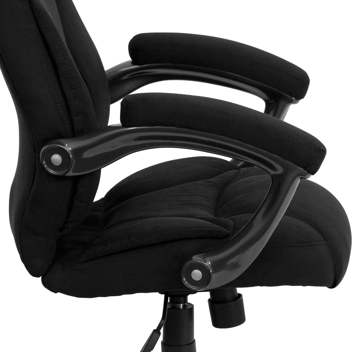 Black Microfiber |#| High Back Black MIC Contemporary Executive Swivel Ergonomic Office Chair w/ Arms