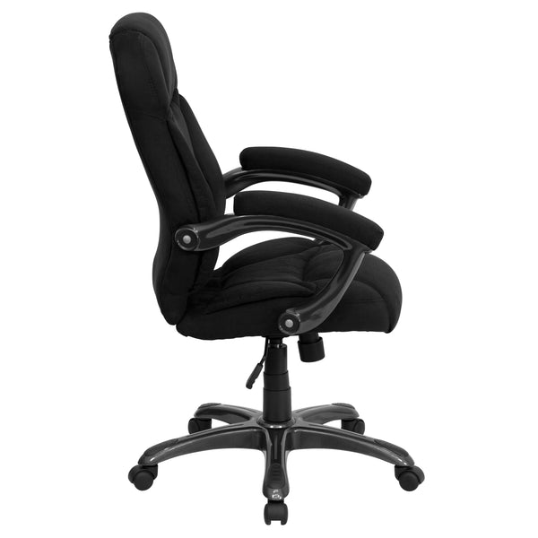 Black Microfiber |#| High Back Black MIC Contemporary Executive Swivel Ergonomic Office Chair w/ Arms