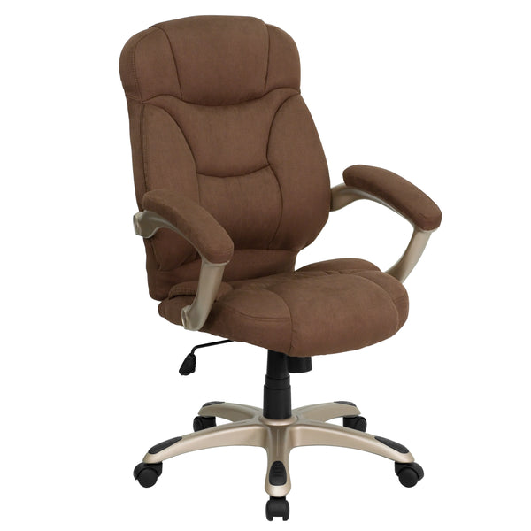 Brown Microfiber |#| High Back Brown Microfiber Executive Swivel Ergonomic Office Chair with Arms