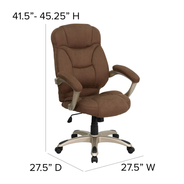 Brown Microfiber |#| High Back Brown Microfiber Executive Swivel Ergonomic Office Chair with Arms