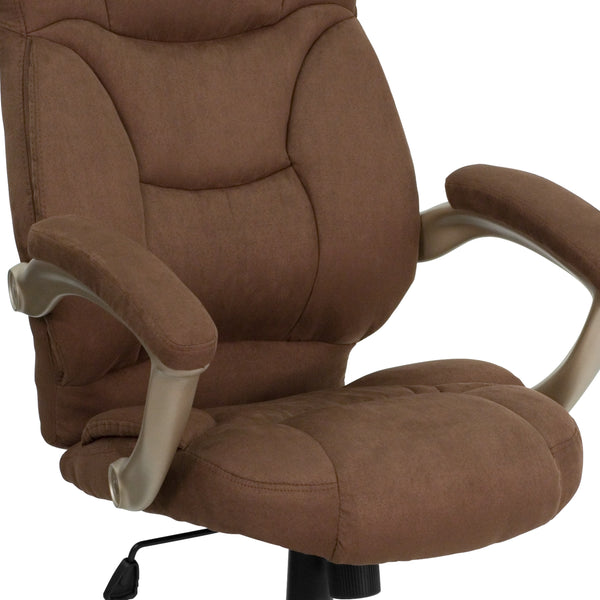 Brown Microfiber |#| High Back Brown Microfiber Executive Swivel Ergonomic Office Chair with Arms