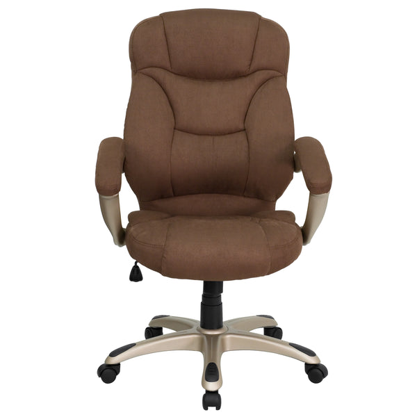 Brown Microfiber |#| High Back Brown Microfiber Executive Swivel Ergonomic Office Chair with Arms