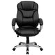 Black LeatherSoft |#| High Back Black LeatherSoft Swivel Ergonomic Office Chair with Silver Nylon Base