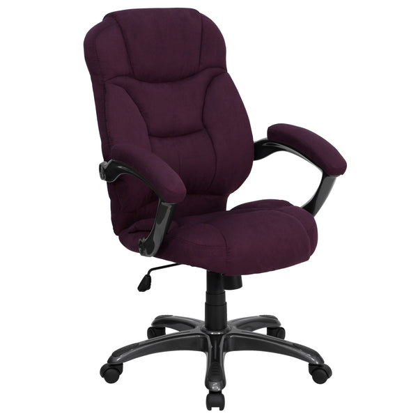 Grape Microfiber |#| High Back Grape Microfiber Executive Swivel Ergonomic Office Chair with Arms