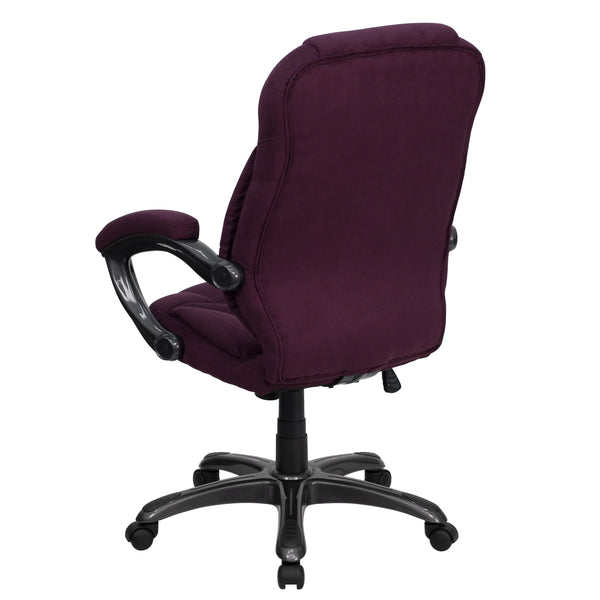 Grape Microfiber |#| High Back Grape Microfiber Executive Swivel Ergonomic Office Chair with Arms