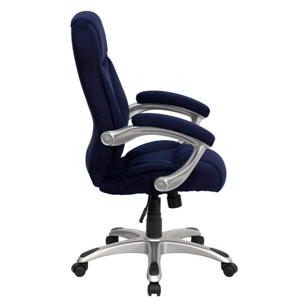 Navy Blue Microfiber |#| High Back Navy Blue Microfiber Executive Swivel Ergonomic Office Chair with Arms