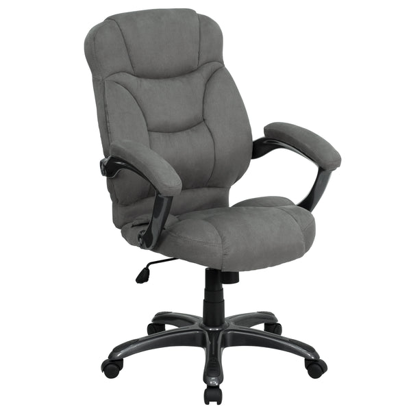 Gray Microfiber |#| High Back Gray Microfiber Executive Swivel Ergonomic Office Chair with Arms