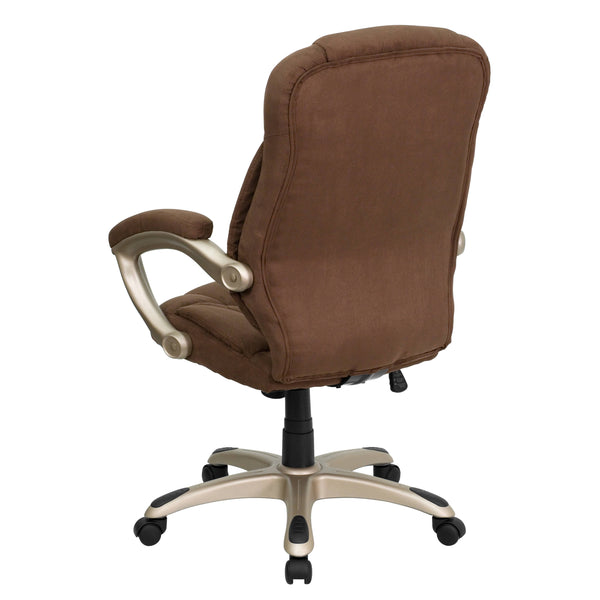 Brown Microfiber |#| High Back Brown Microfiber Executive Swivel Ergonomic Office Chair with Arms