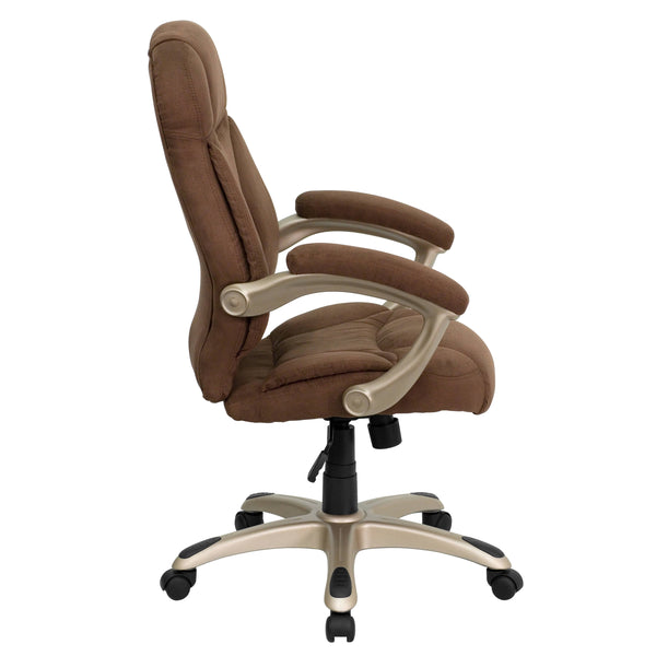 Brown Microfiber |#| High Back Brown Microfiber Executive Swivel Ergonomic Office Chair with Arms