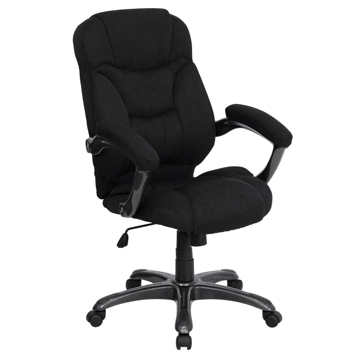 Black Microfiber |#| High Back Black MIC Contemporary Executive Swivel Ergonomic Office Chair w/ Arms