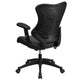 Black Mesh & LeatherSoft |#| High Back Black Mesh Ergonomic Chair with LeatherSoft Seat and Adjustable Arms