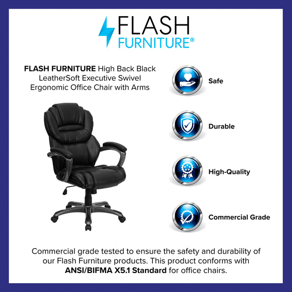 Black |#| High Back Black LeatherSoft Executive Swivel Ergonomic Office Chair