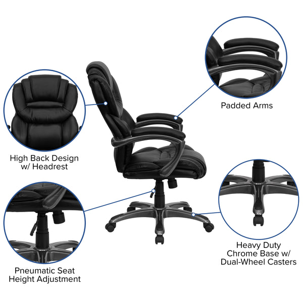 Black |#| High Back Black LeatherSoft Executive Swivel Ergonomic Office Chair