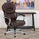 Brown |#| High Back Brown LeatherSoft Executive Swivel Ergonomic Office Chair-Padded Arms